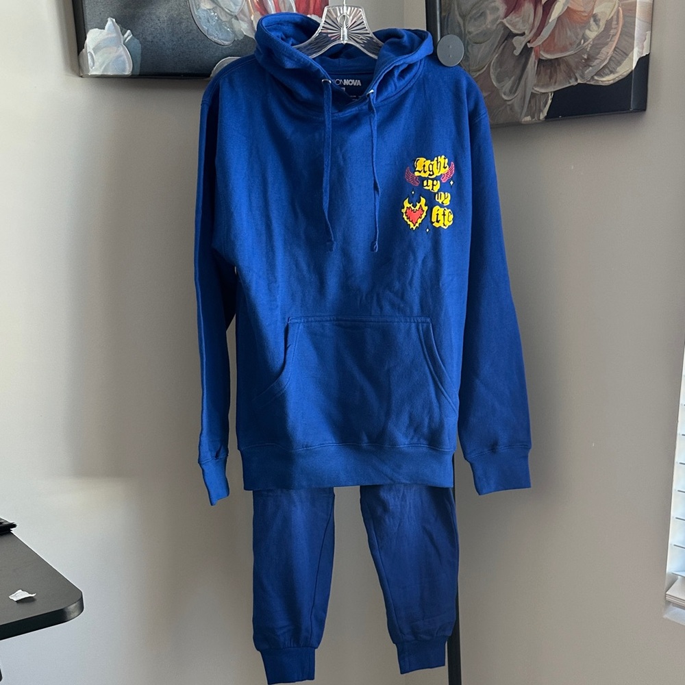 Fashion Nova Blue Hoodie and Sweatpants Set